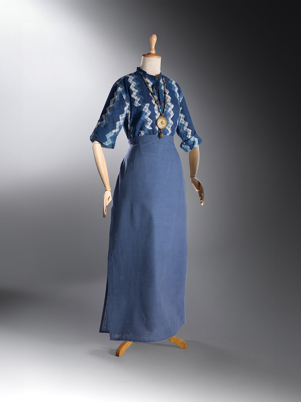 Kala Cotton A-line Skirt - Navy Blue