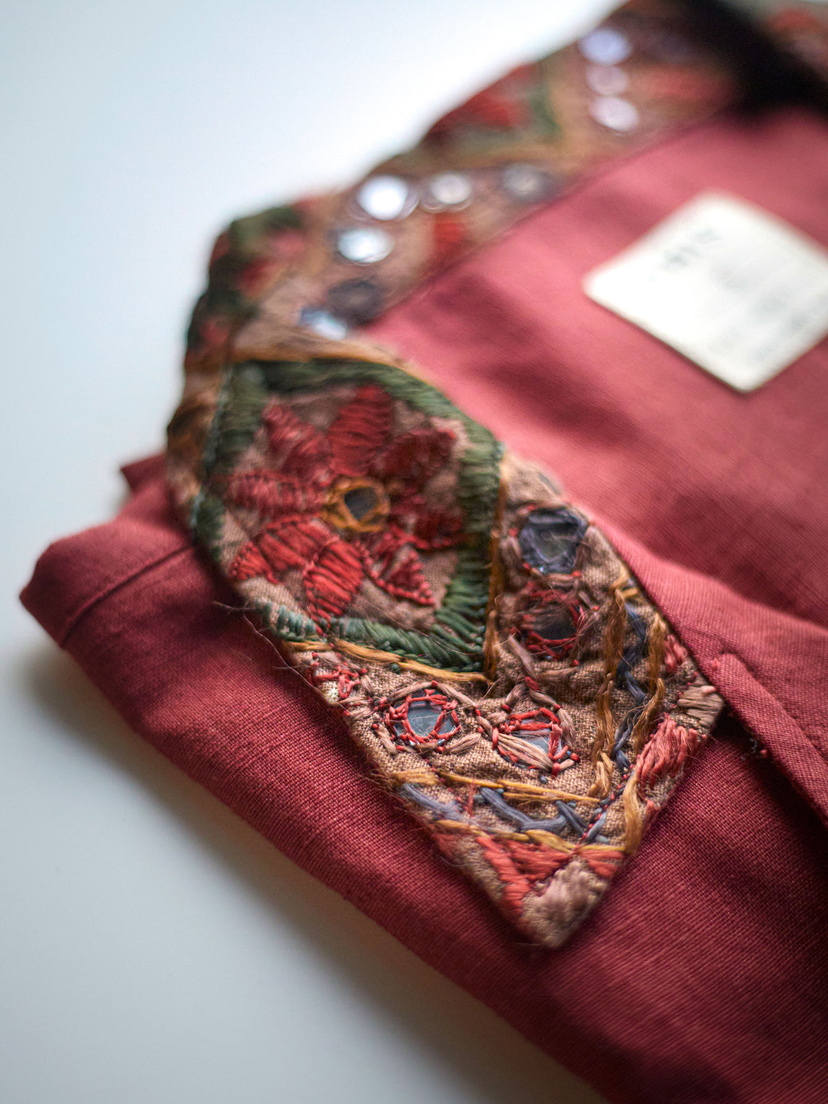Kutch Embroidered Hemp Shirt - Maroon II