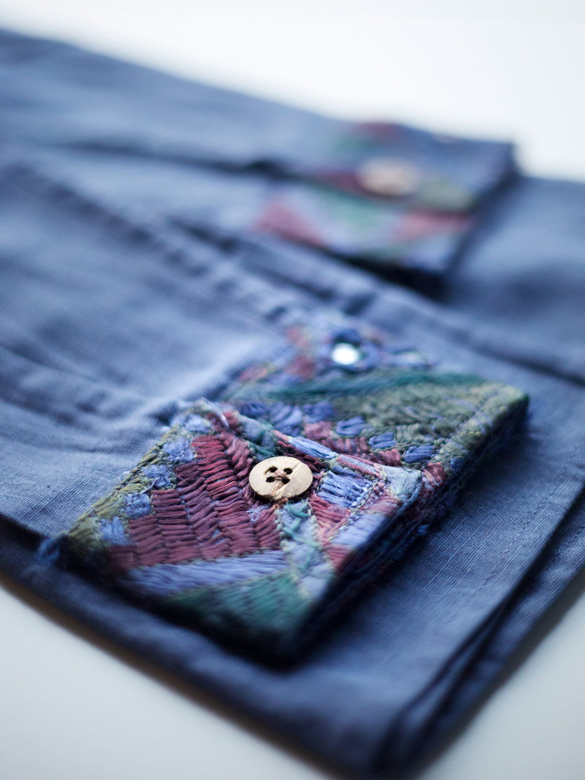 Kutch Embroidered Hemp Shirt - Navy Blue II