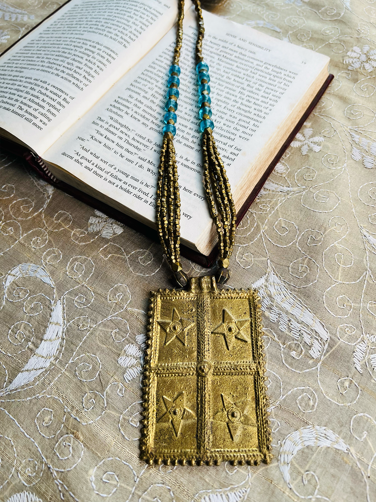 Light Blue Slab Pendant - Dokra