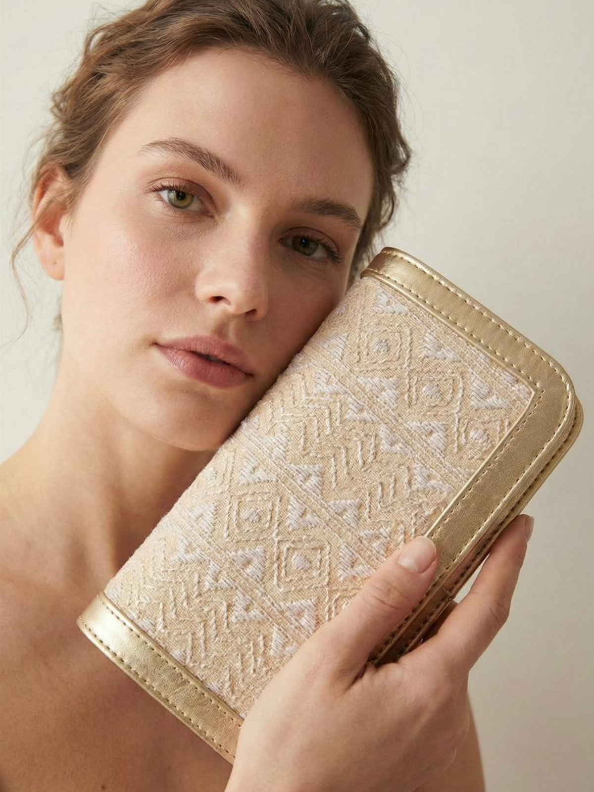 Kantha Festive Clutch - Gold