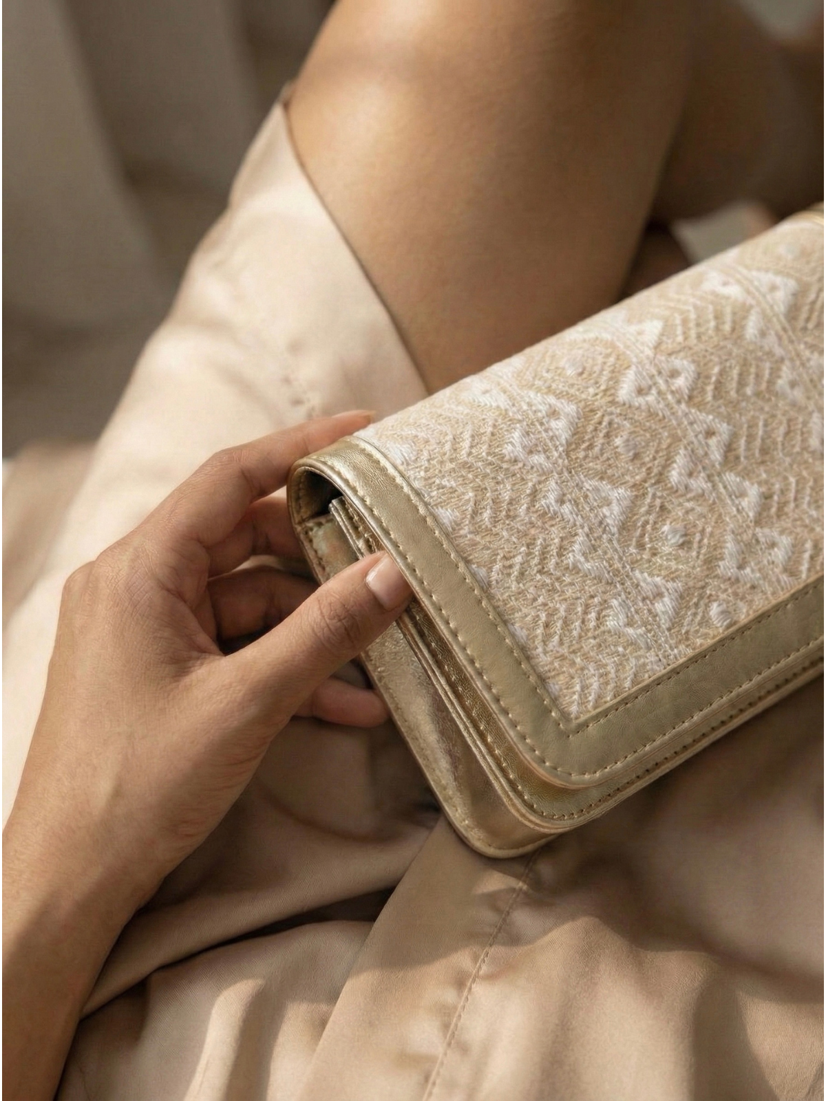 Kantha Festive Clutch - Gold