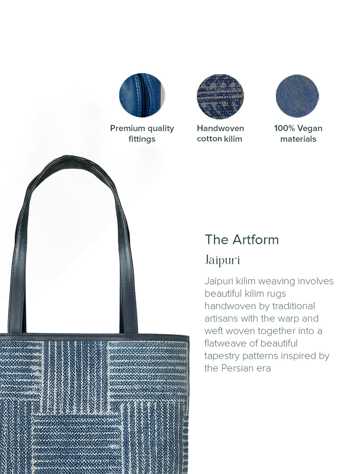 The Jaipuri Daytime Tote - Indigo