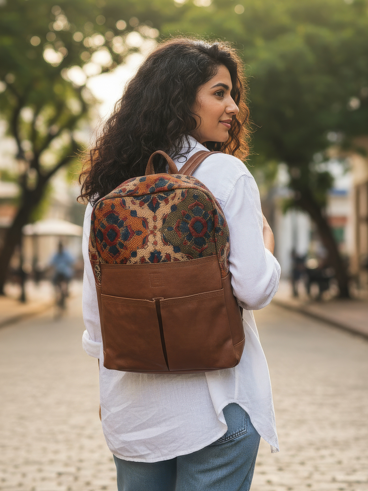 The Kalamkari Retro Backpack - Tan