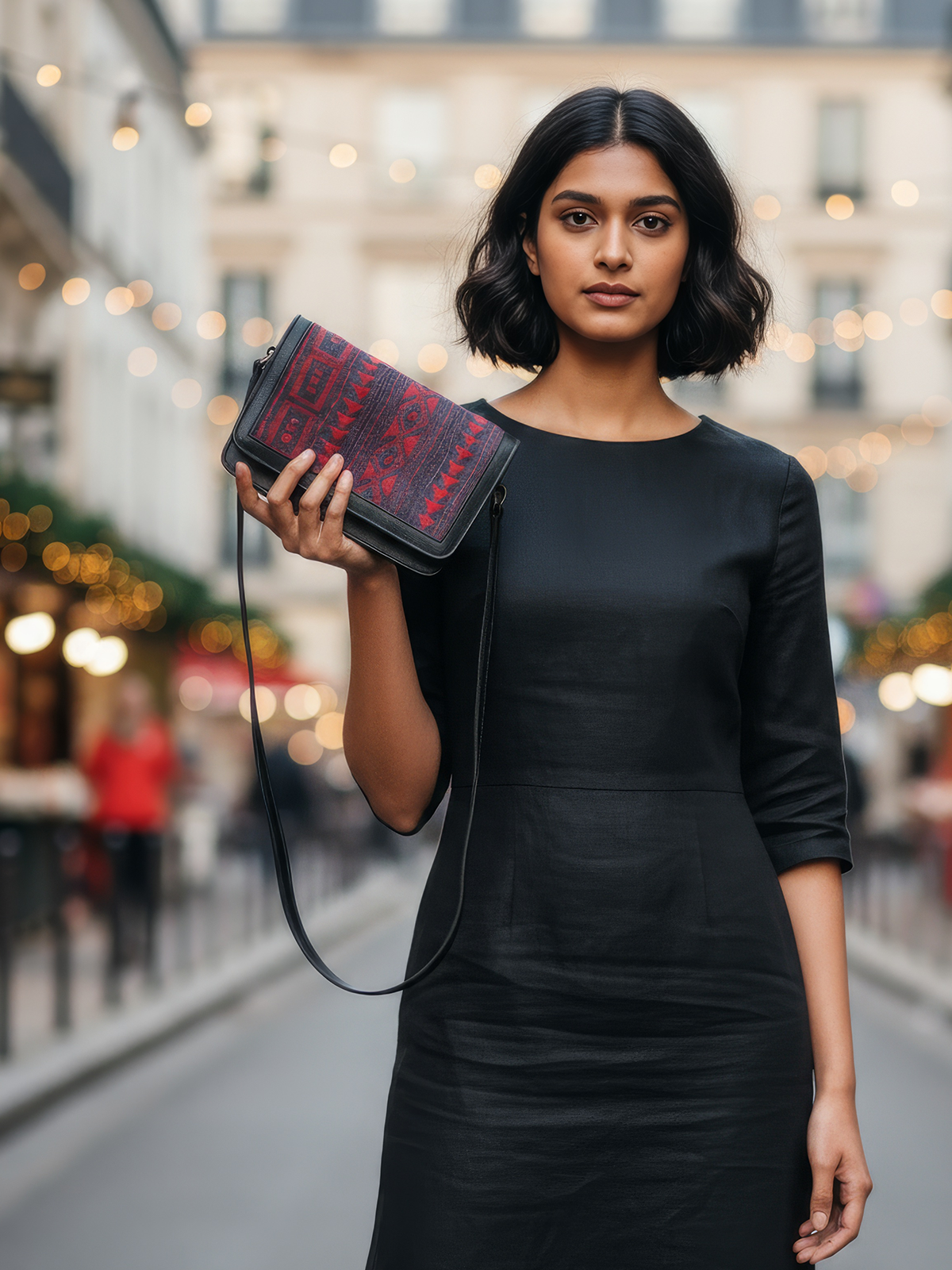 Kantha Festive Clutch - Black