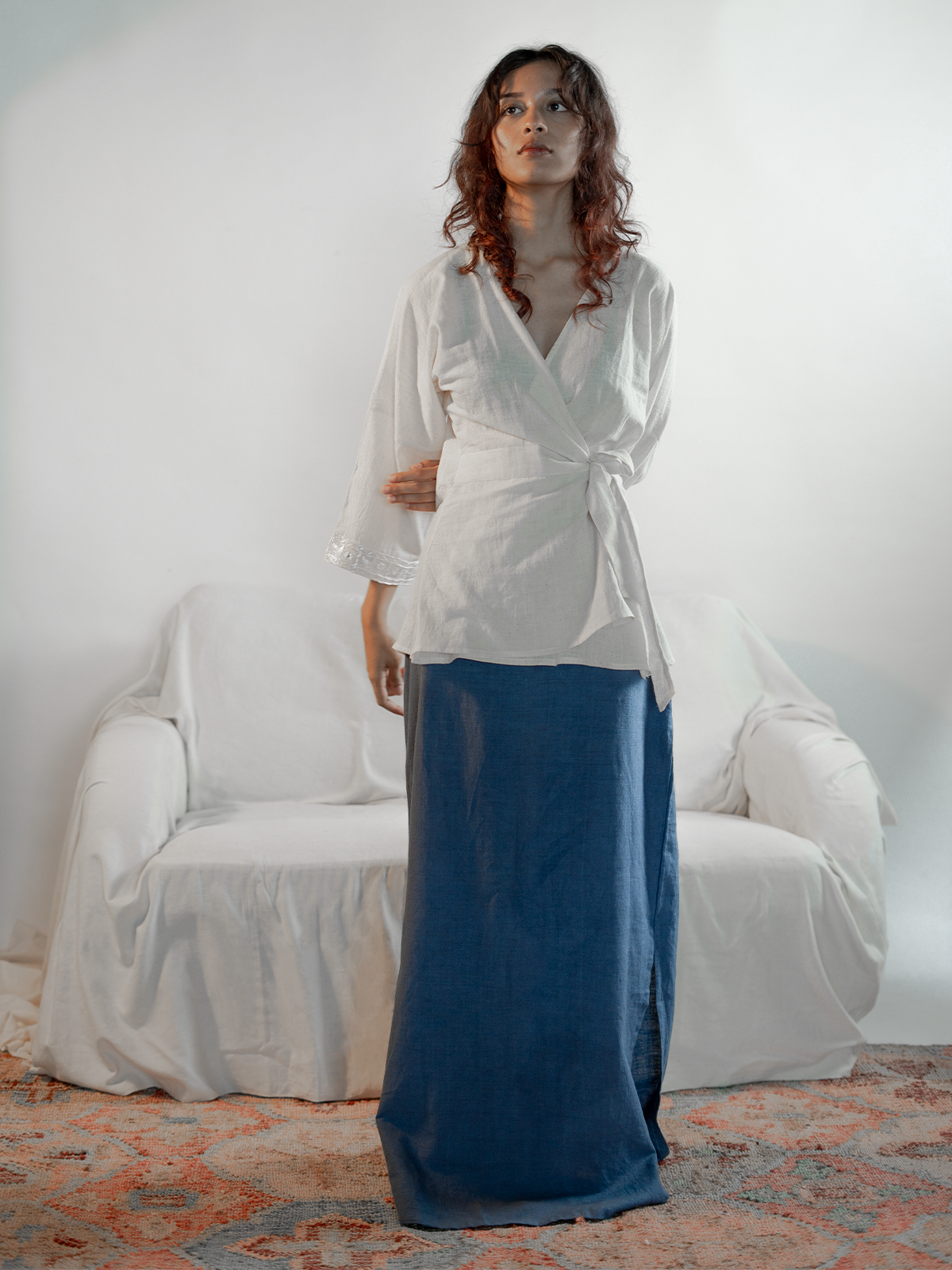 Kala Cotton Maxi Skirt - Navy Blue