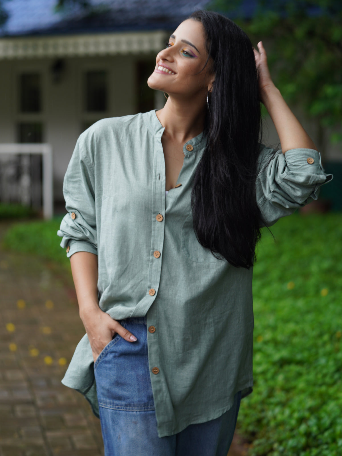 Oversized Hemp Shirt - Light Teal