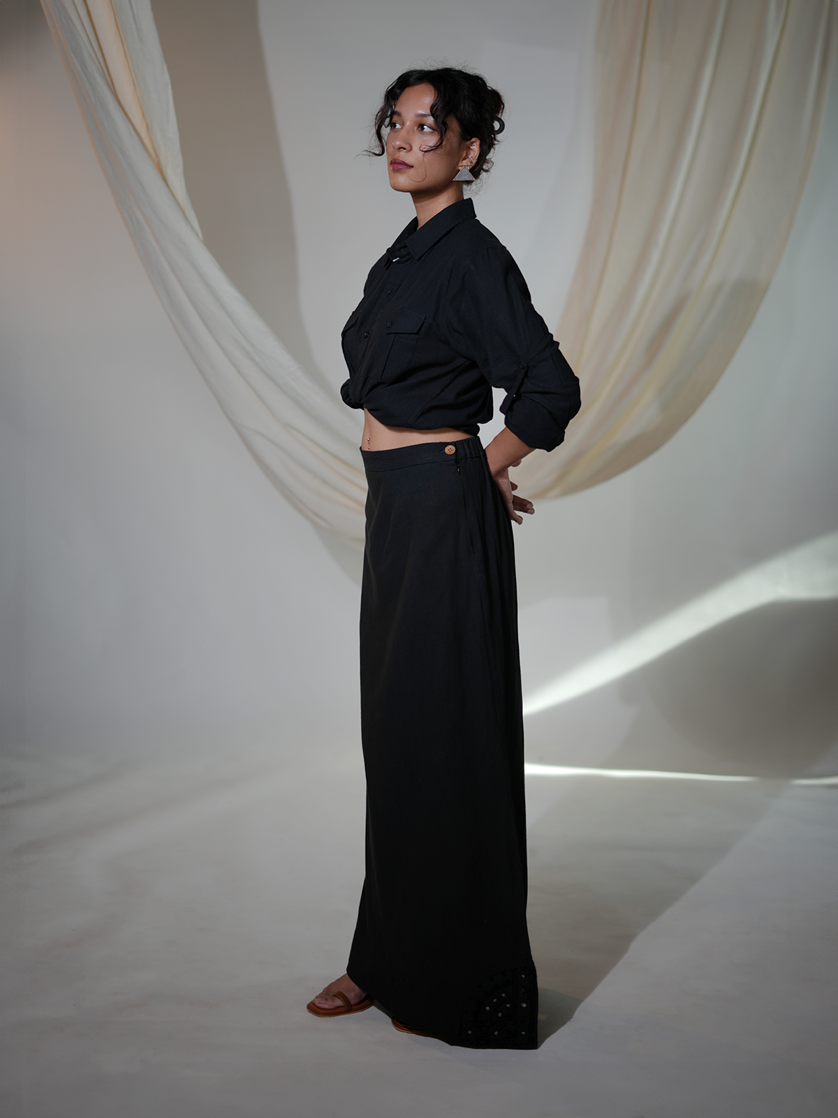 Kala Cotton Maxi Skirt - Black
