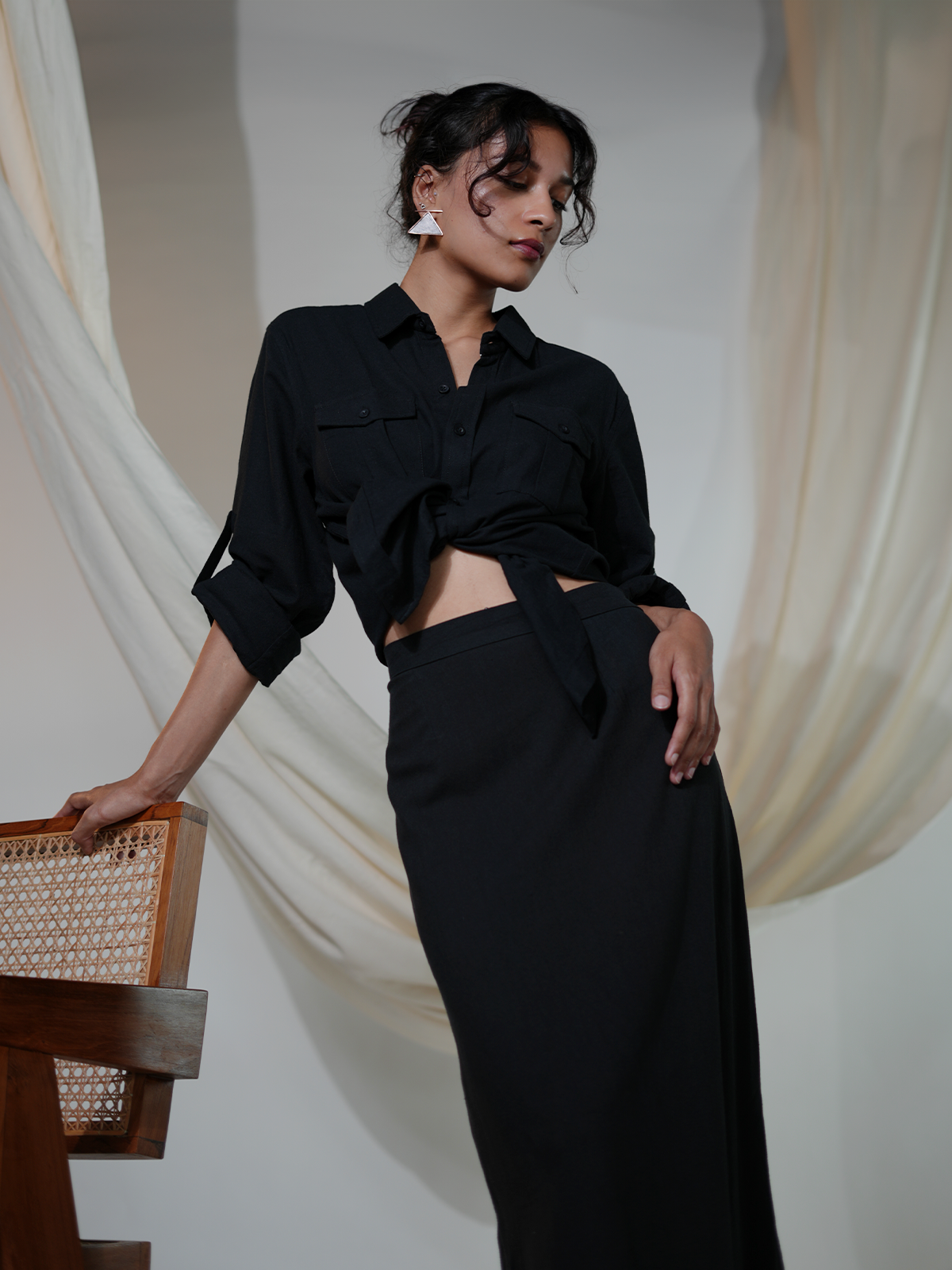 Kala Cotton Maxi Skirt - Black