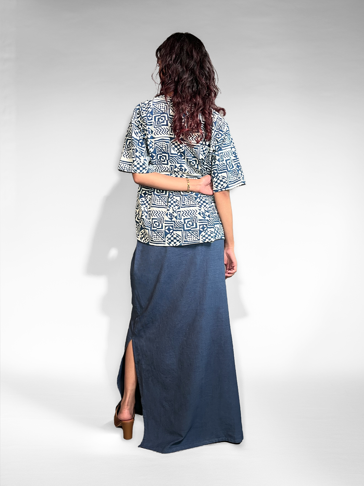 Kala Cotton Maxi Skirt - Navy Blue