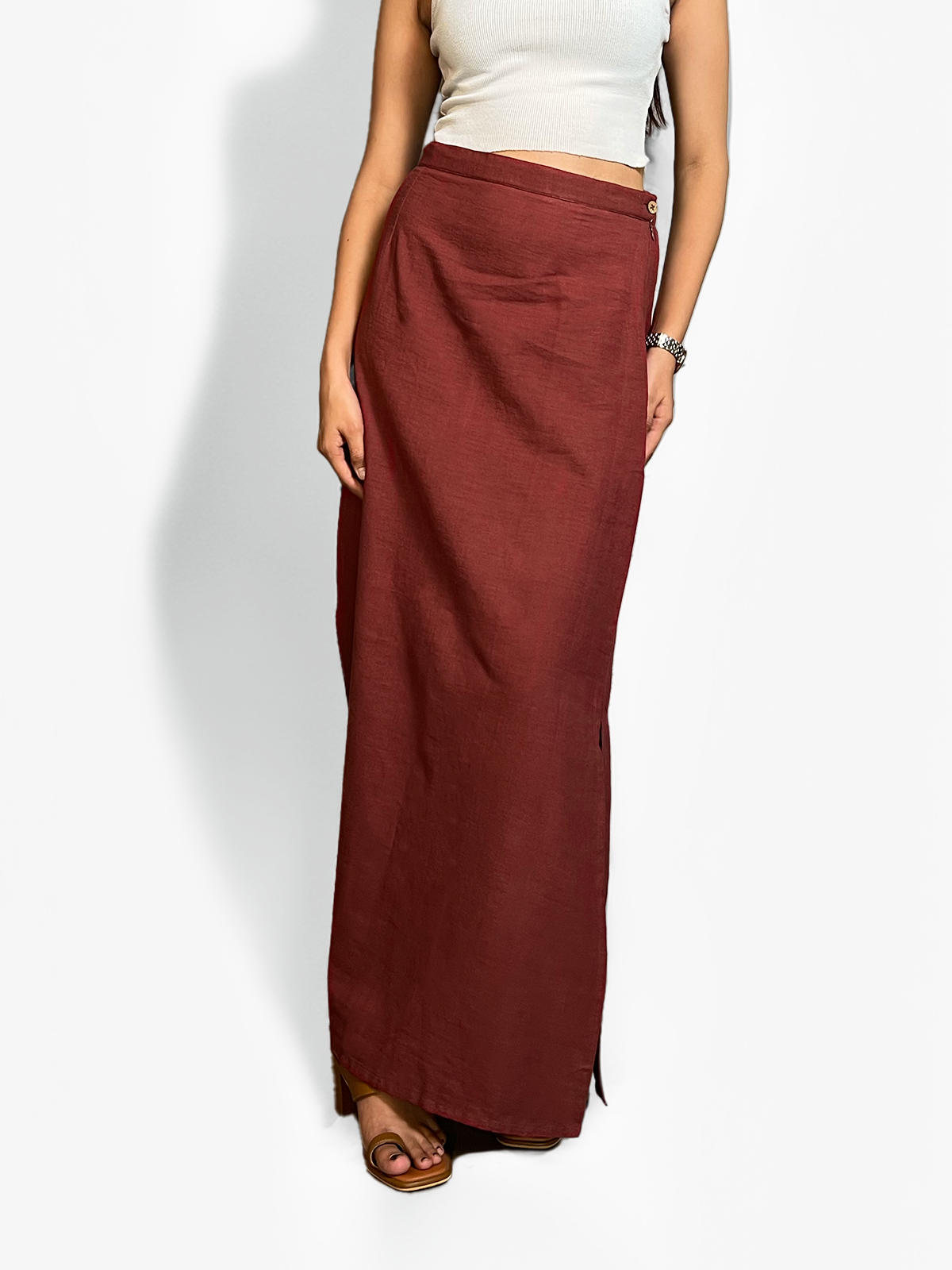 Kala Cotton Maxi Skirt - Earthy Red
