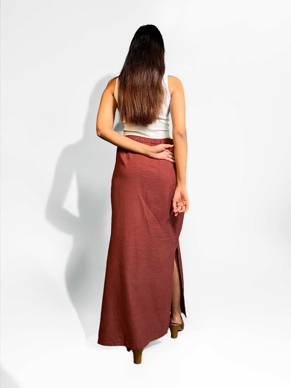 Kala Cotton Maxi Skirt - Earthy Red