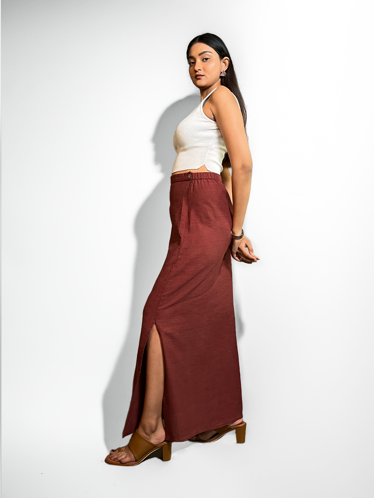 Kala Cotton Maxi Skirt - Earthy Red