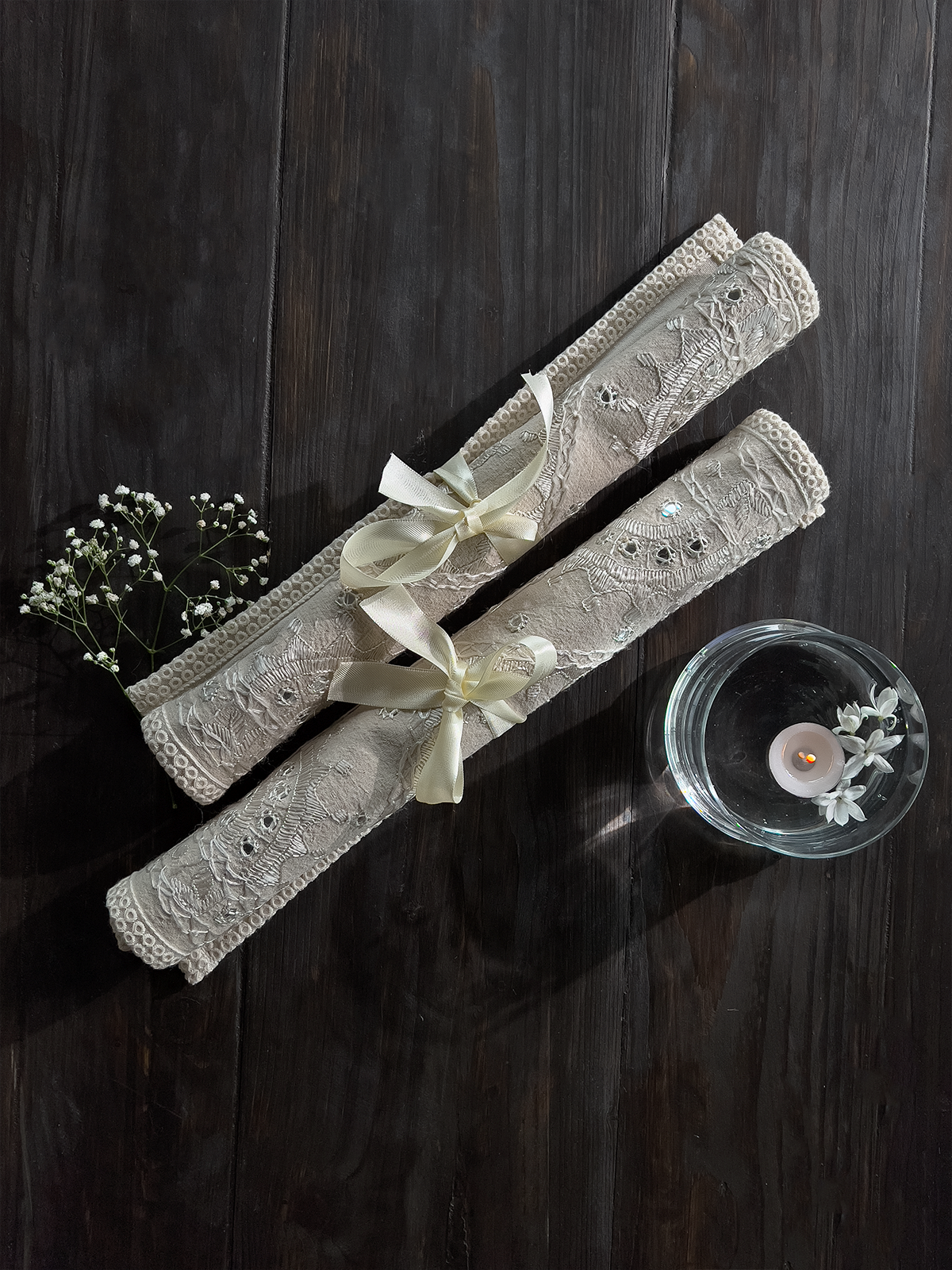 Kutch Table Decor Pair- Ivory