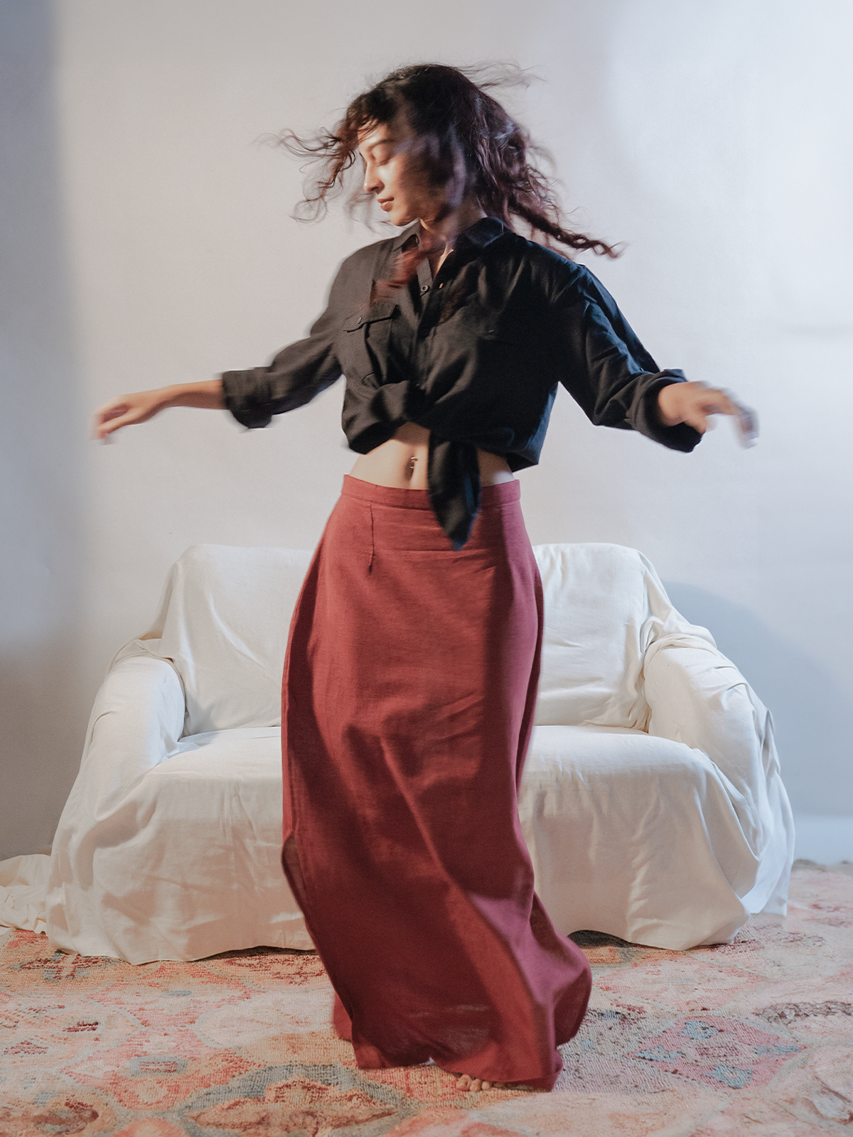 Kala Cotton Maxi Skirt - Earthy Red