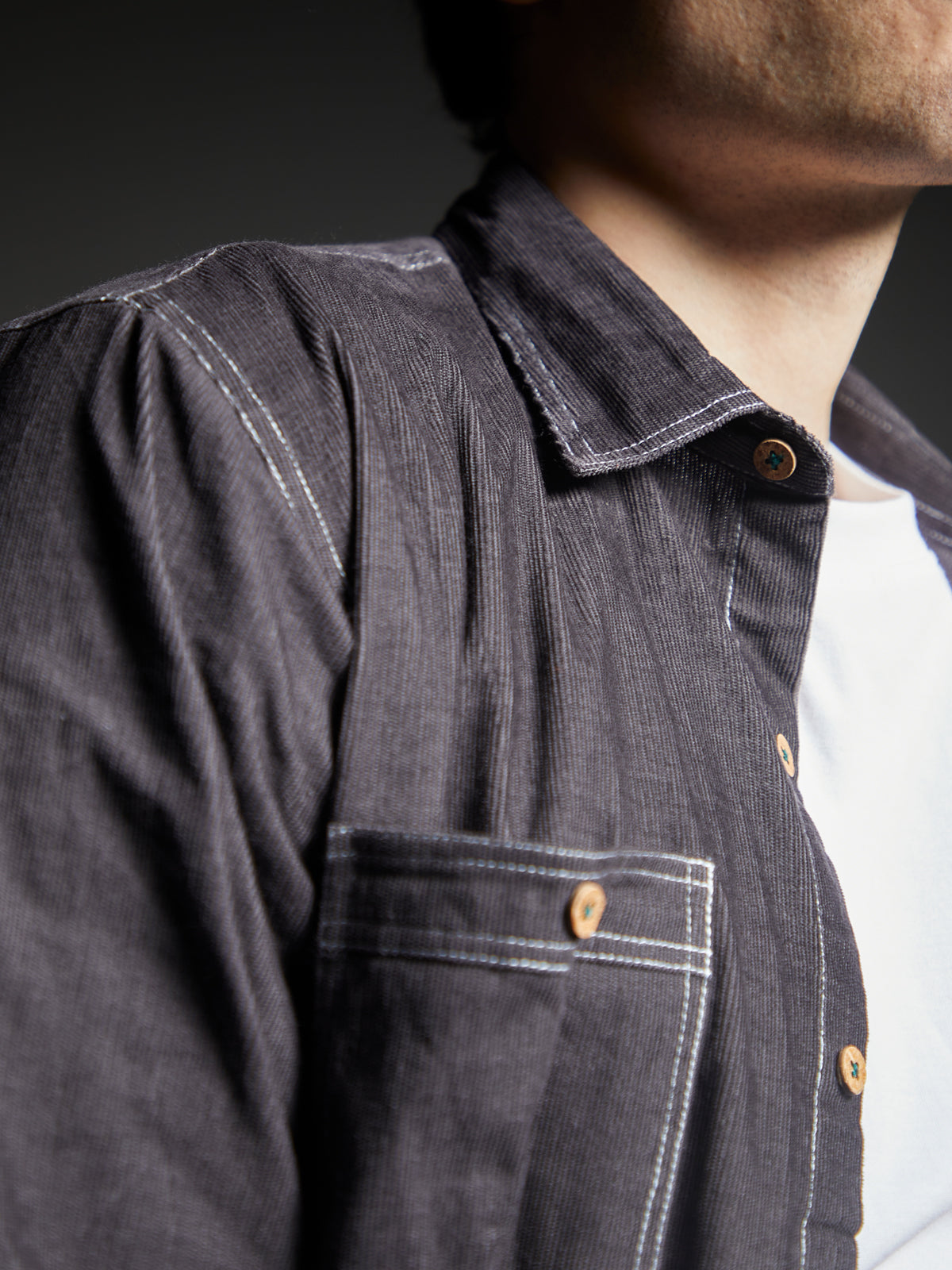 Sicilian Grey - Organic Corduroy Shirt