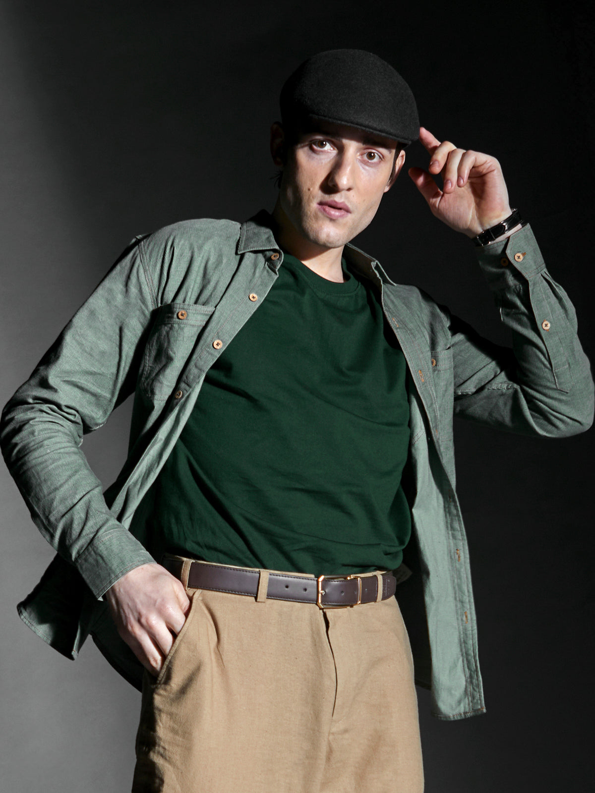 Roman Green- Organic Corduroy Shirt