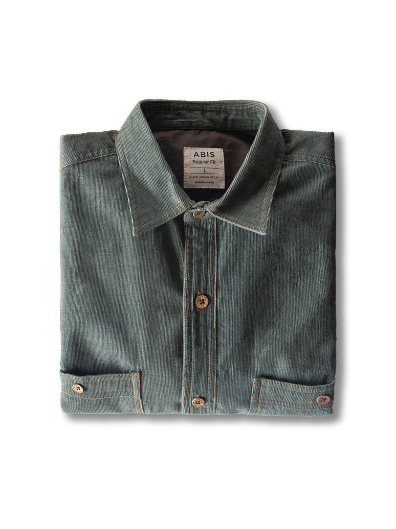 Roman Green- Organic Corduroy Shirt
