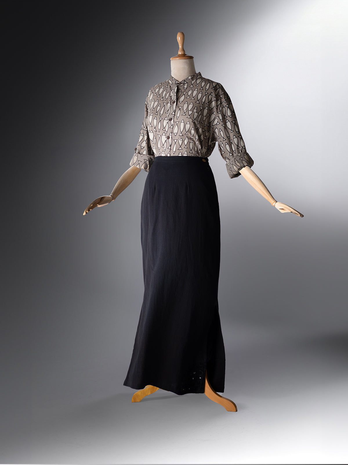 Kala Cotton A-Line Skirt - Black