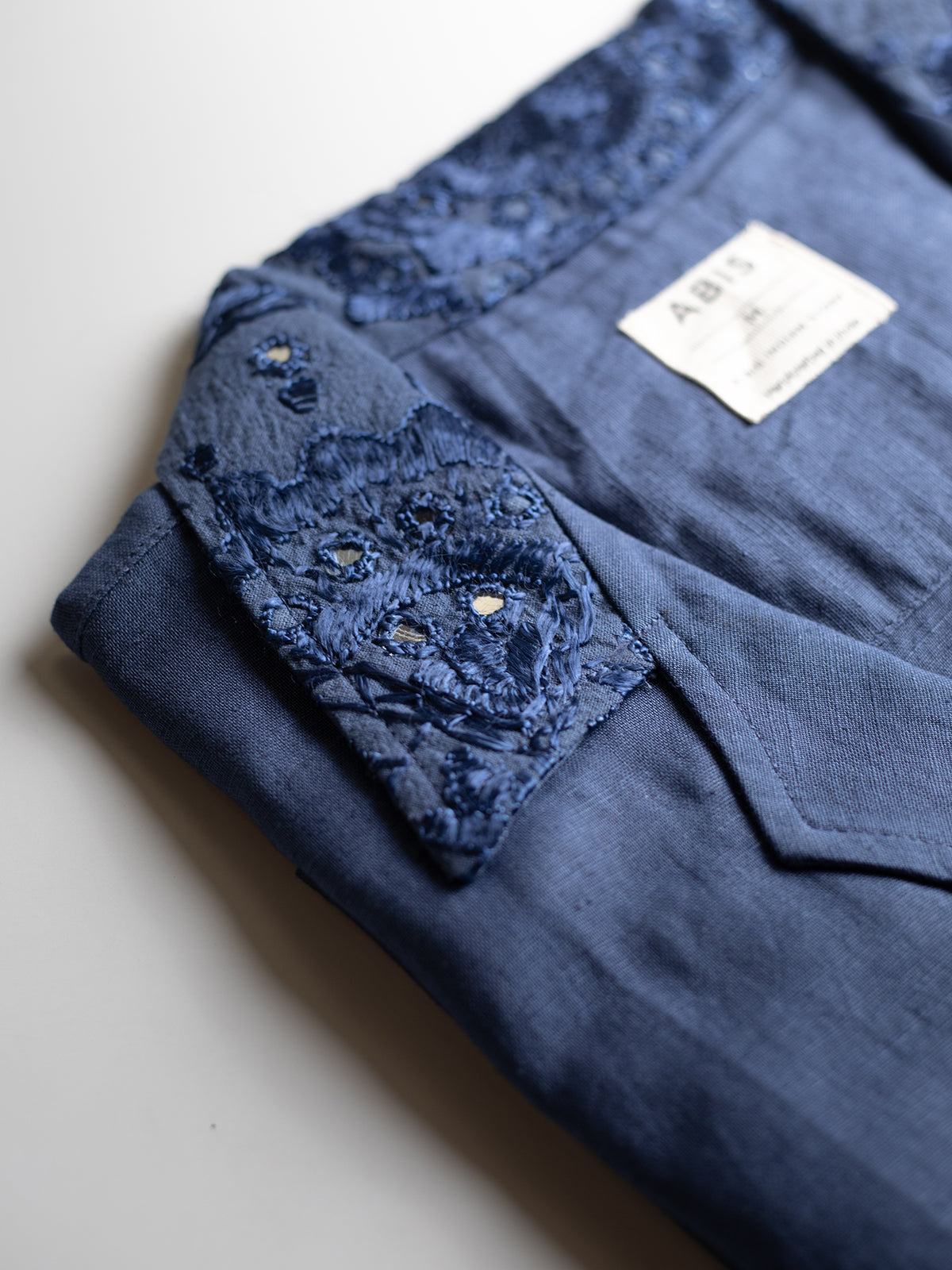 Kutch Embroidered Hemp Shirt - Navy Blue