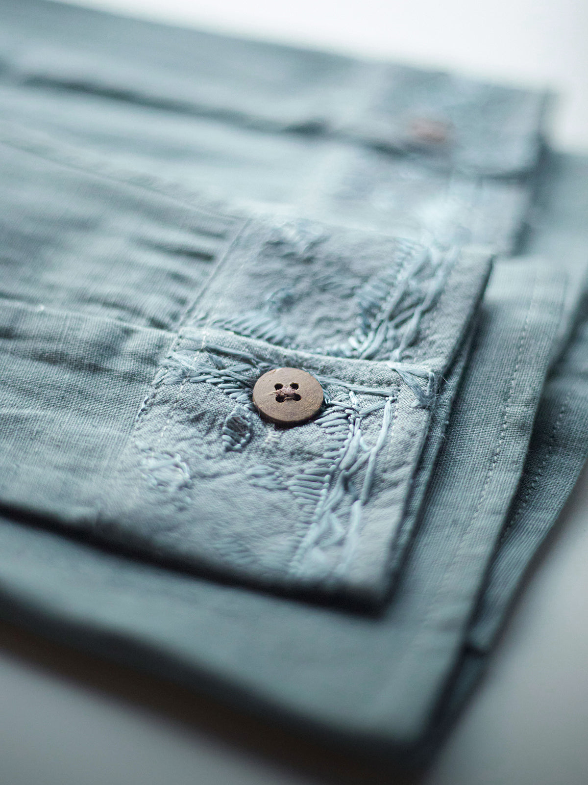 Kutch Embroidered Hemp Shirt - Dark Teal
