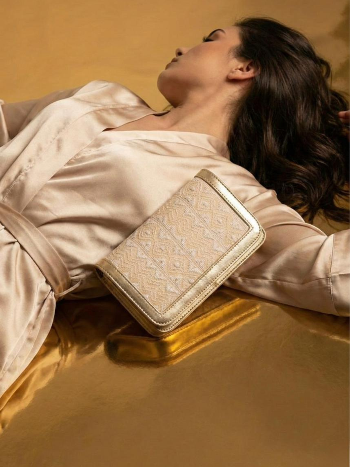 Kantha Festive Clutch - Gold