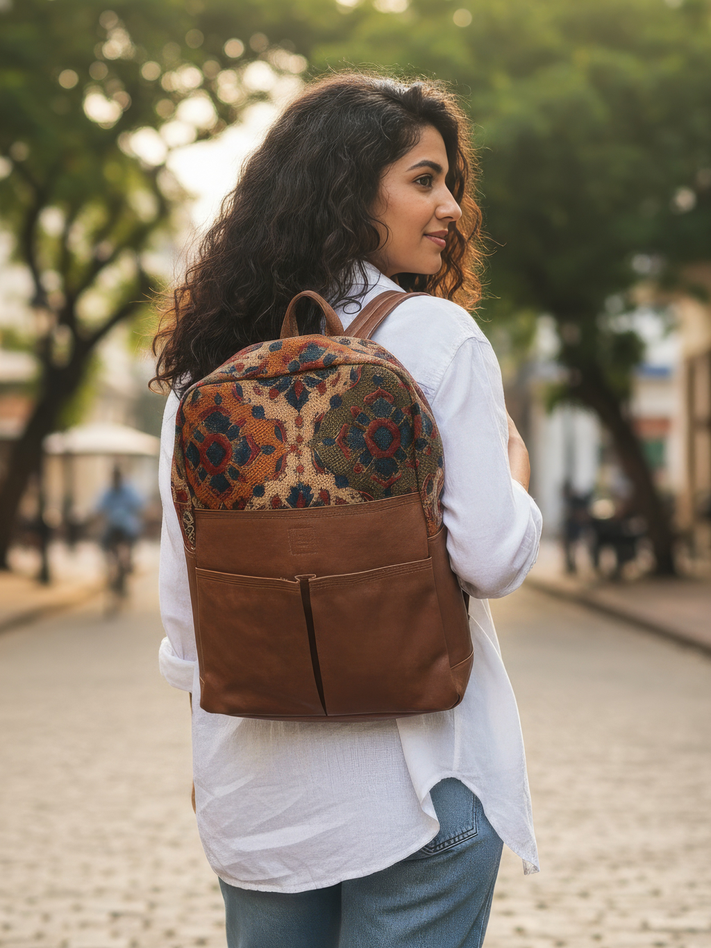 The Kalamkari Retro Backpack - Tan