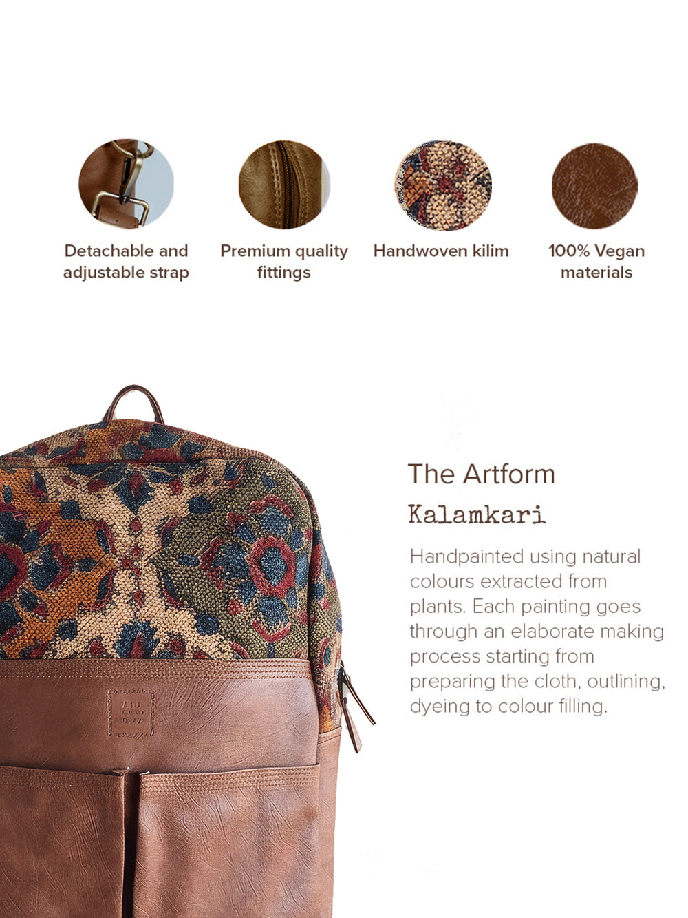 The Kalamkari Retro Backpack - Tan