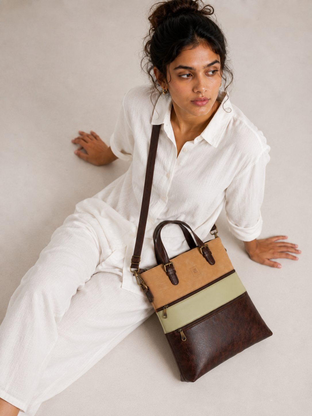 The Rubix Sling - Light tan, Lime, Brown