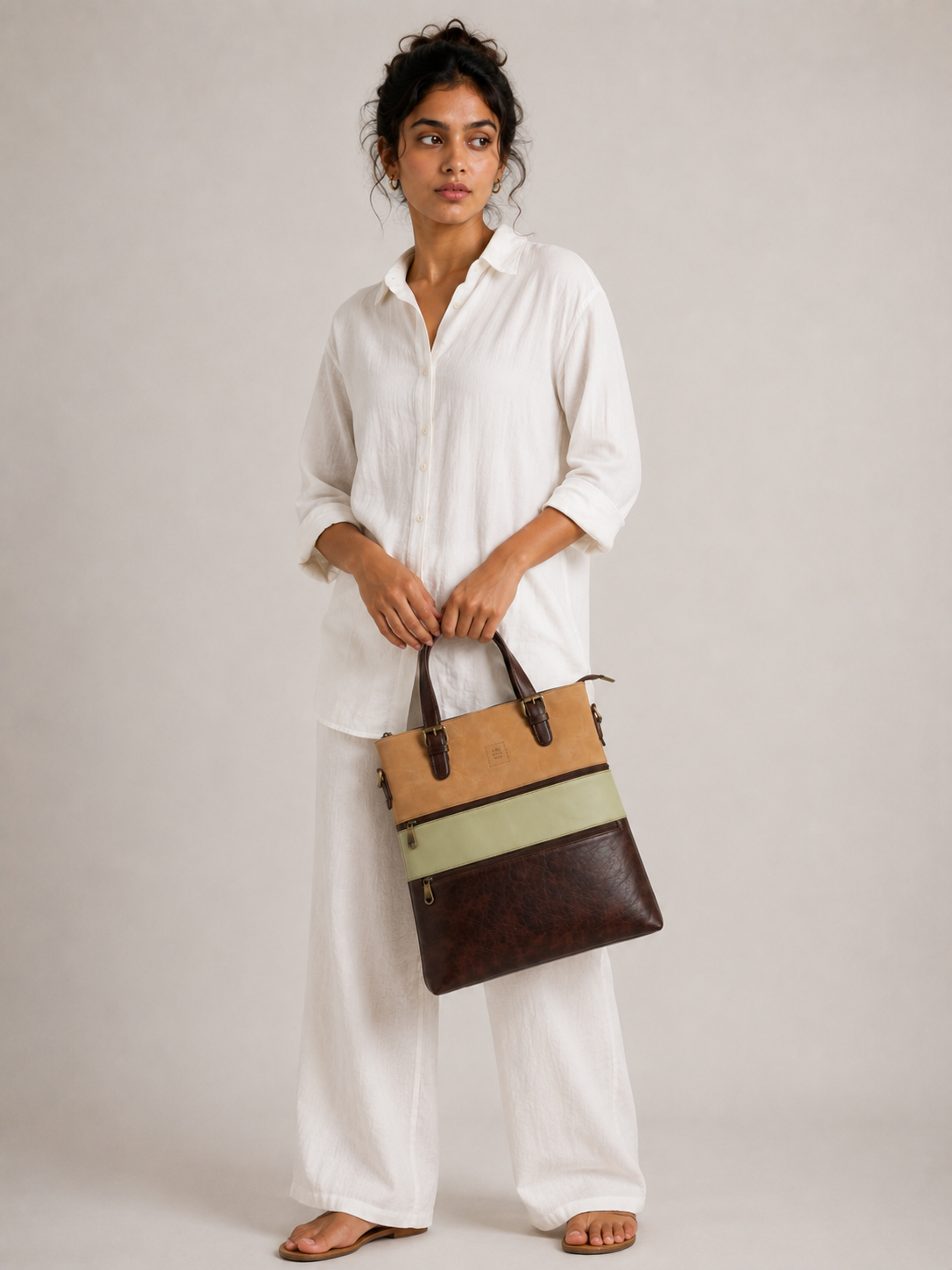 The Rubix Sling - Light tan, Lime, Brown