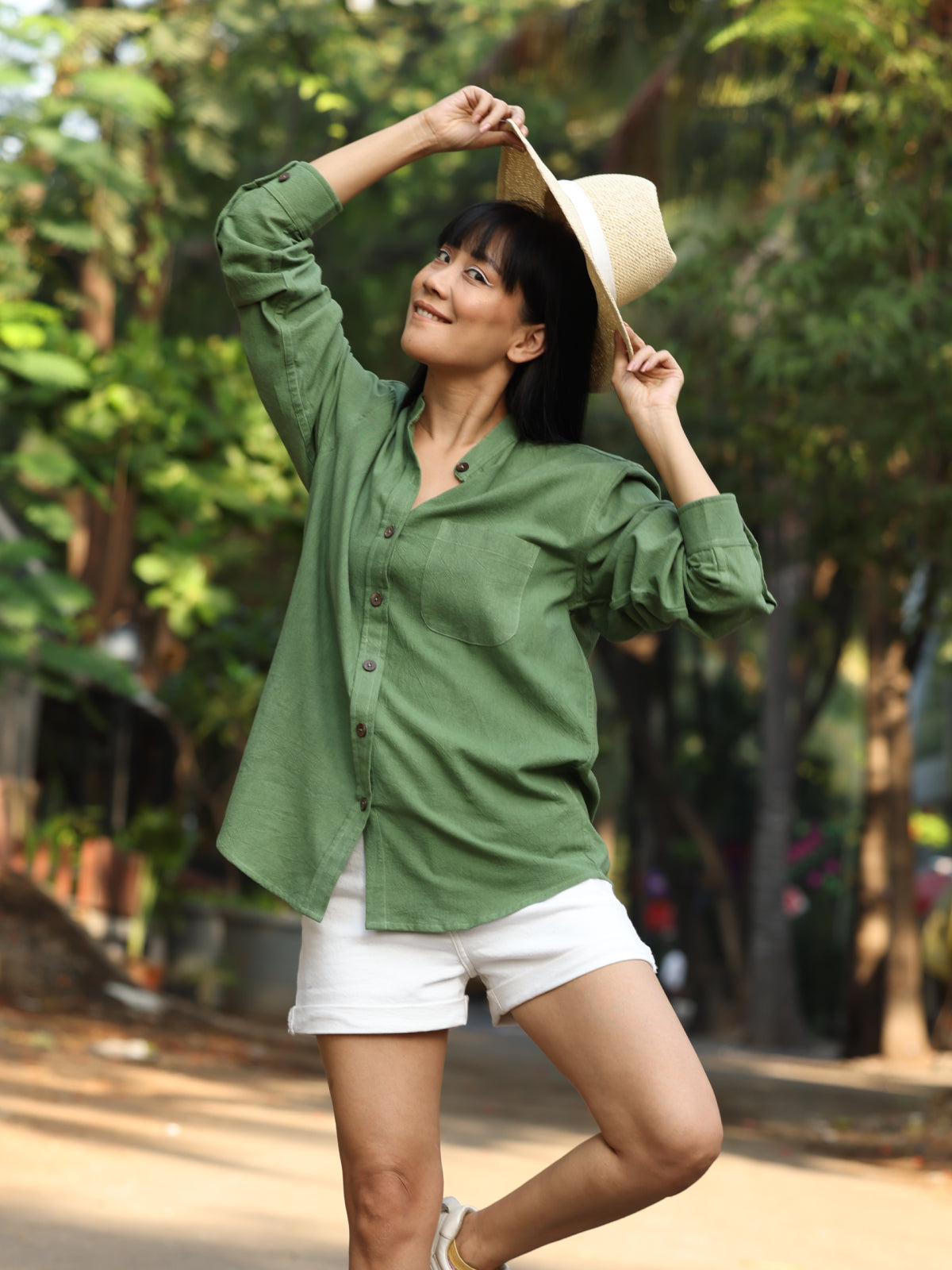 Oversized Hemp Shirt - Burnt Olive