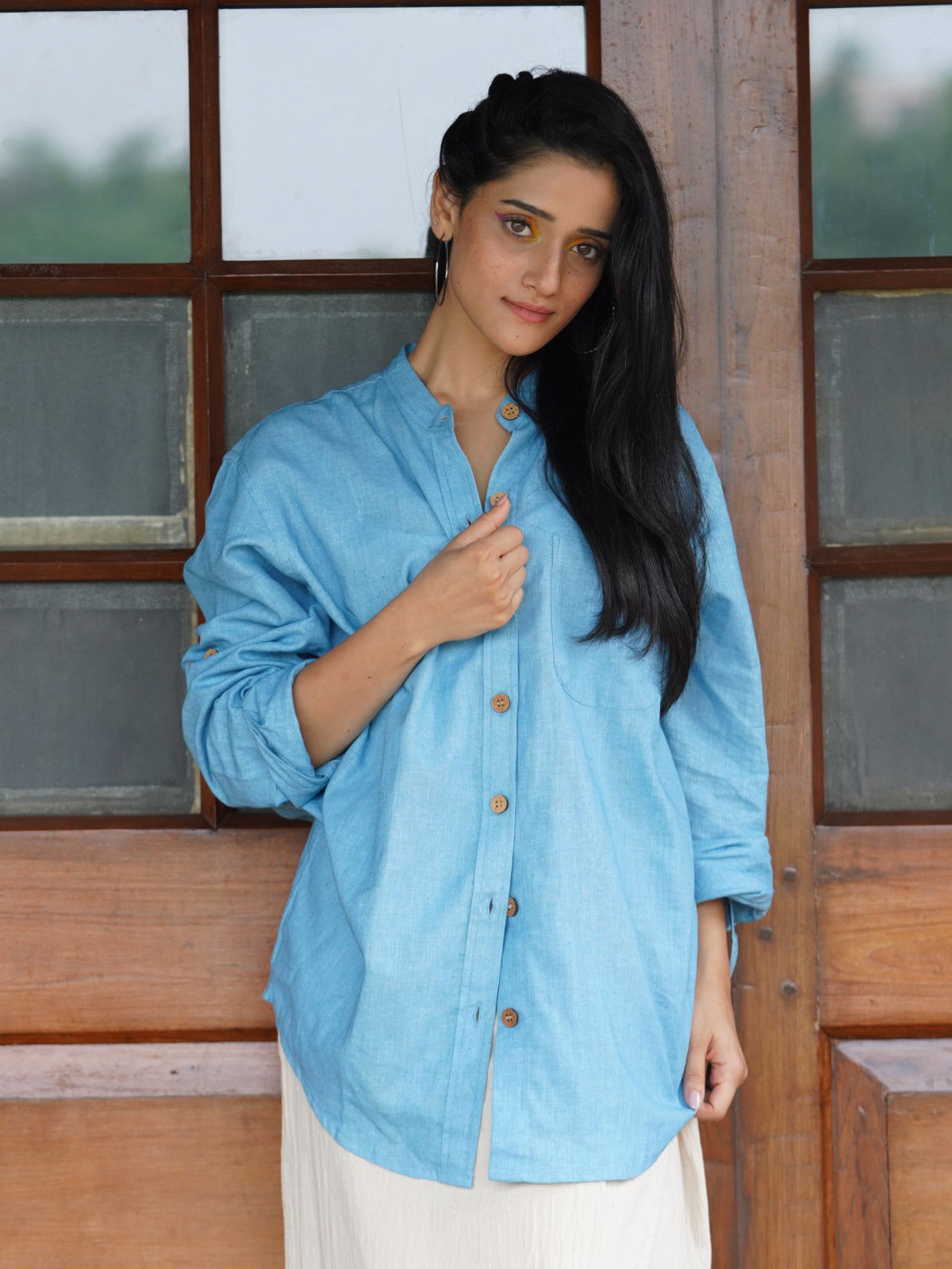 Oversized Hemp Shirt - Sky Blue