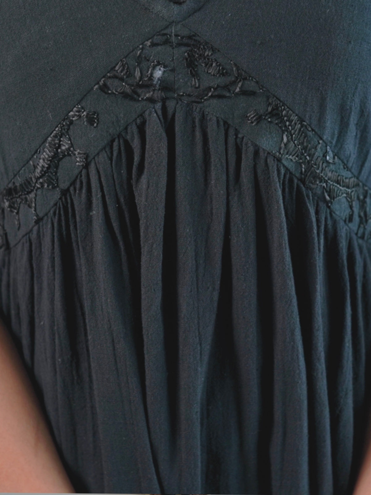 Kutch Embroidered Black V Neck Maxi Dress
