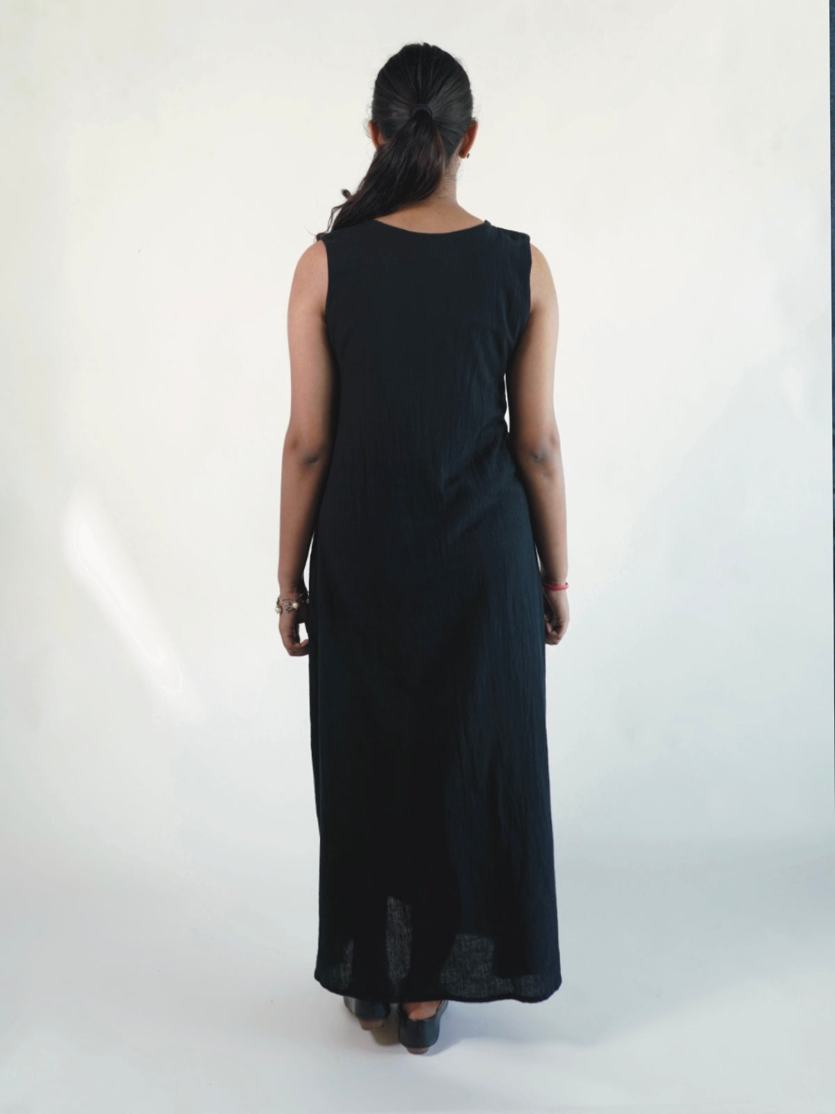Kutch Embroidered Black V Neck Maxi Dress
