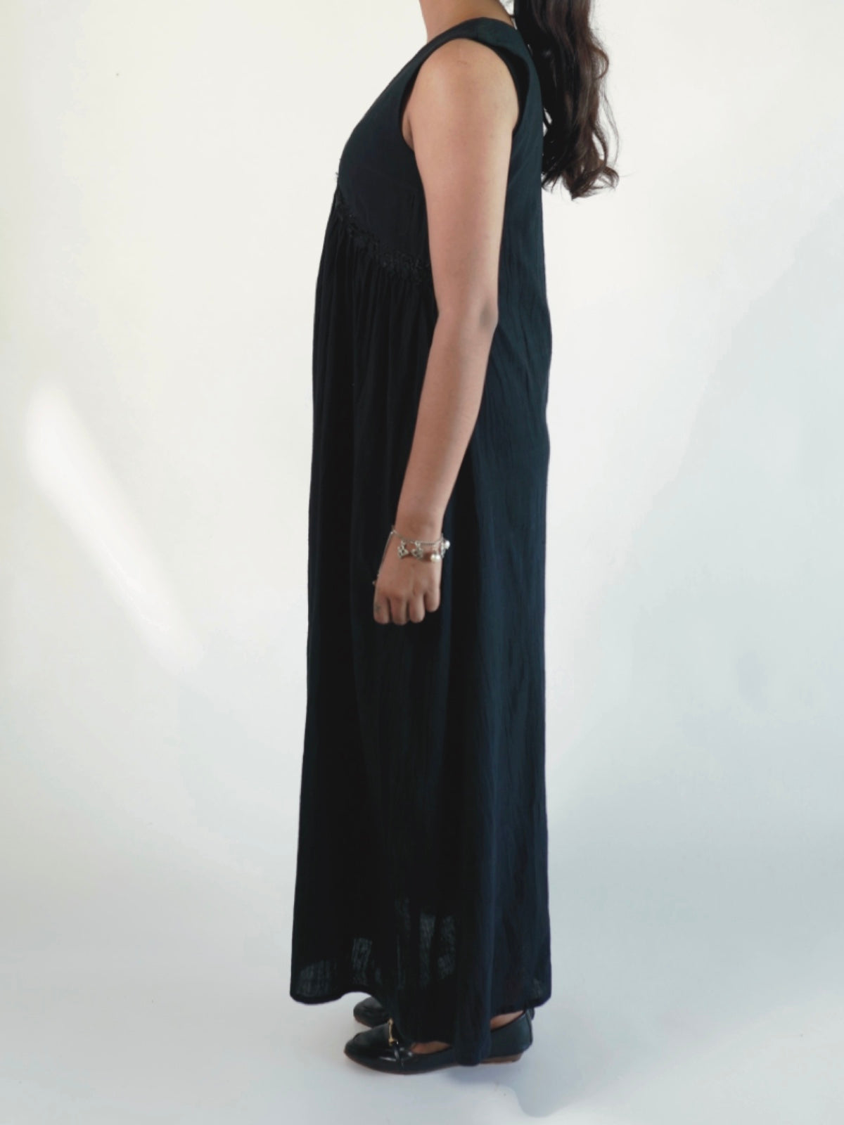 Kutch Embroidered Black V Neck Maxi Dress