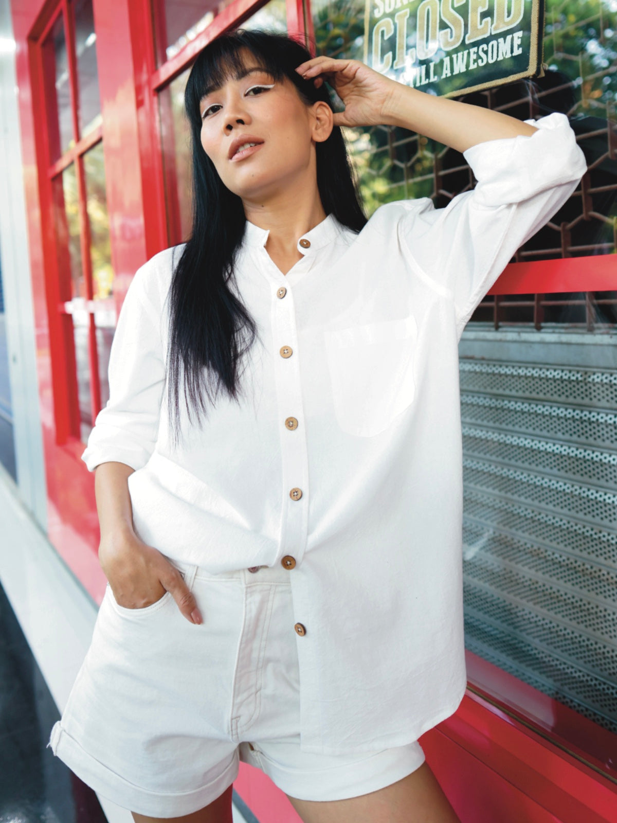 Oversized Hemp Shirt - Ice White