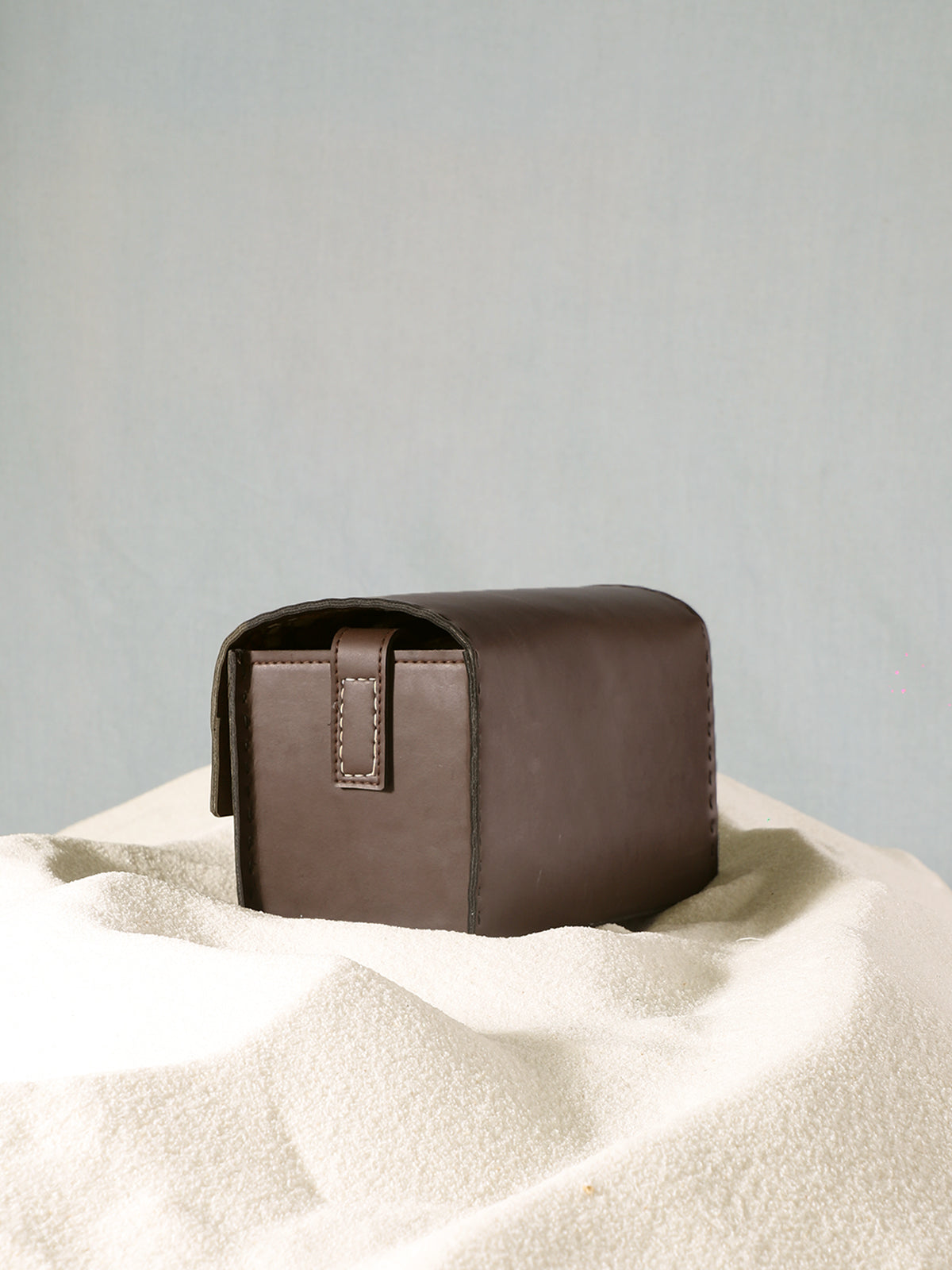Apple Leather Box Sling Bag - Brown