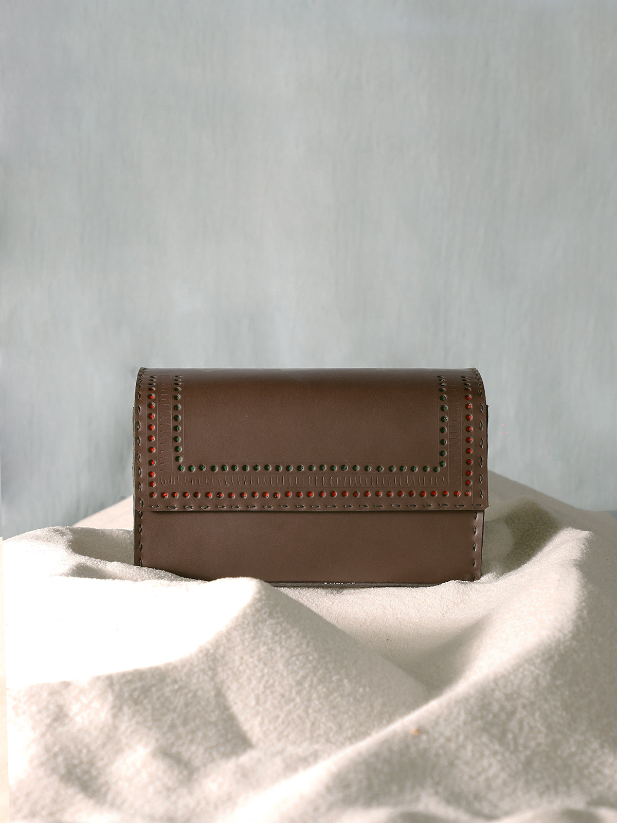 Apple Leather Box Sling Bag - Brown