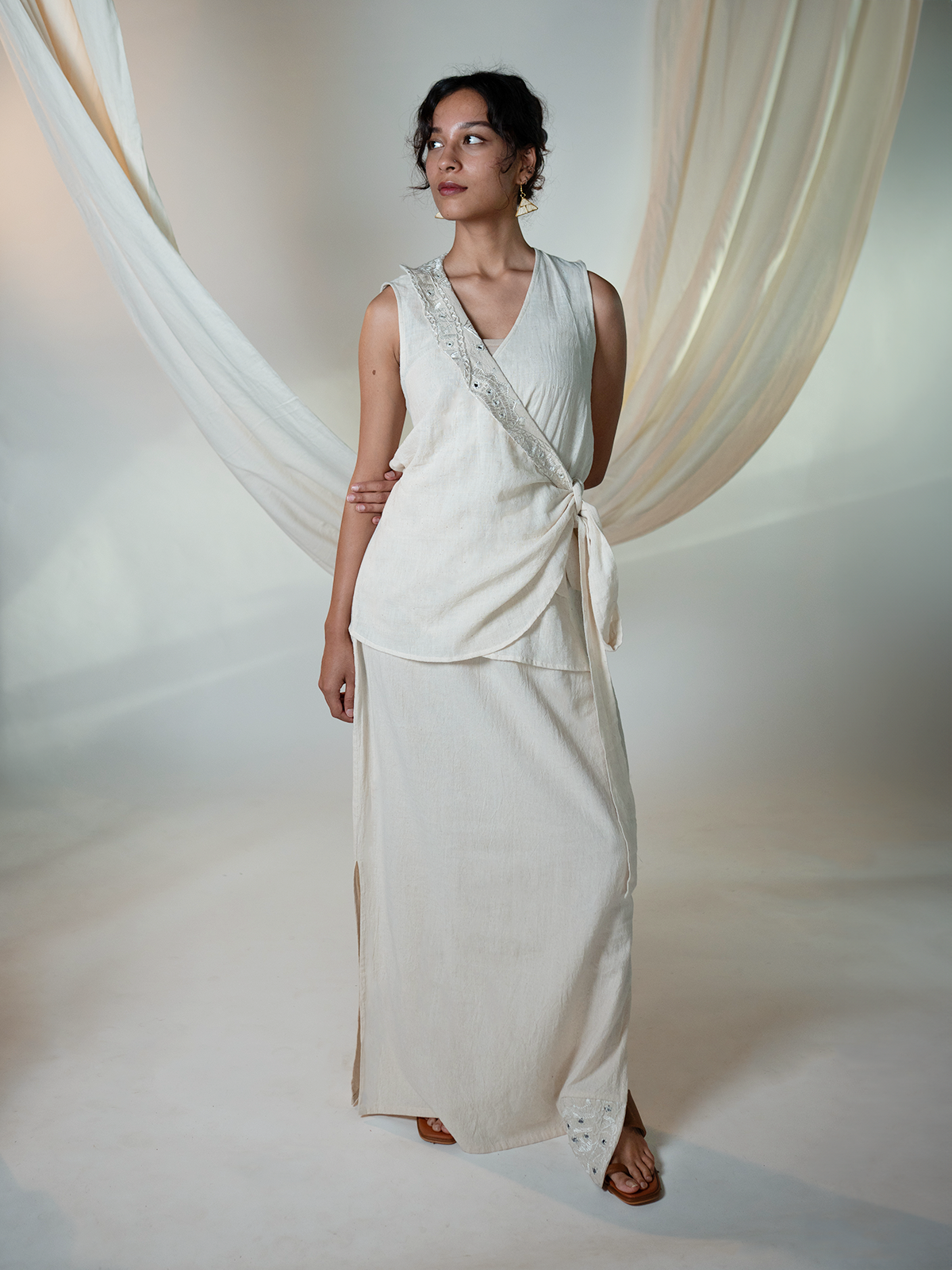 Kala Cotton Maxi Skirt - Raw