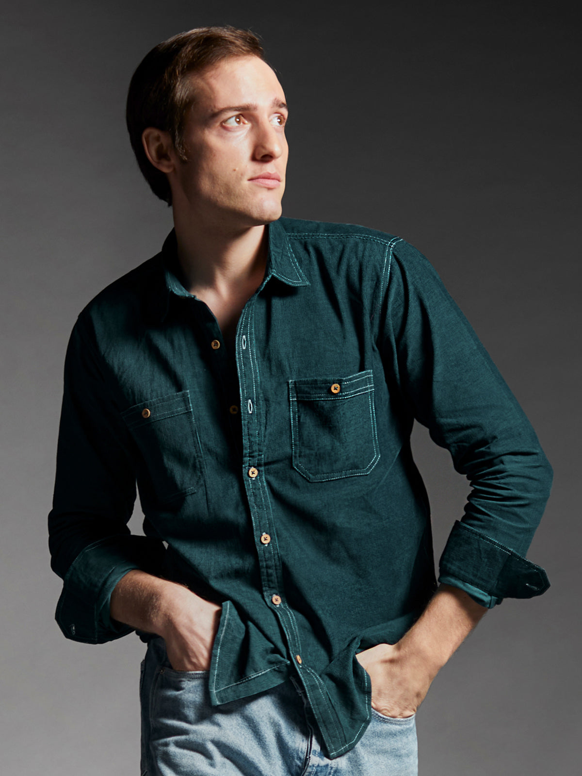 Sydney Teal- Organic Corduroy Shirt